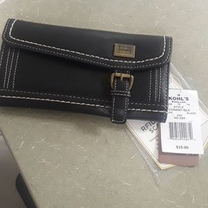 Black wallet with buckle snap closure